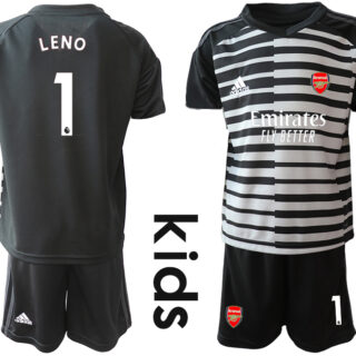 2020-21 Arsenal 1 LENO Black Youth Goalkeeper Soccer Jersey