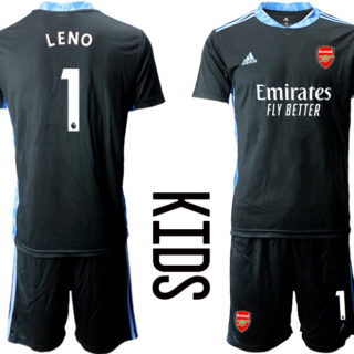 2020-21 Arsenal 1 LENO Black Youth Goalkeeper Soccer Jerseys