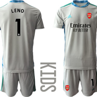 2020-21 Arsenal 1 LENO Gray Youth Goalkeeper Soccer Jersey