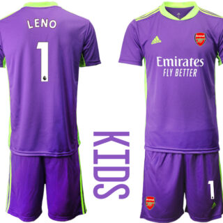 2020-21 Arsenal 1 LENO Purple Youth Goalkeeper Soccer Jersey