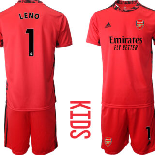 2020-21 Arsenal 1 LENO Red Youth Goalkeeper Soccer Jersey