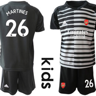 2020-21 Arsenal 26 MARTINES Black Youth Goalkeeper Soccer Jersey