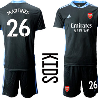 2020-21 Arsenal 26 MARTINES Black Youth Goalkeeper Soccer Jerseys