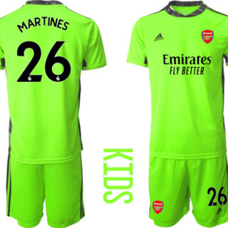2020-21 Arsenal 26 MARTINES Fluorescent Youth Goalkeeper Soccer Jersey