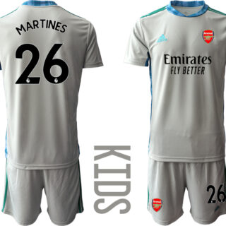 2020-21 Arsenal 26 MARTINES Gray Youth Goalkeeper Soccer Jersey