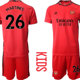 2020-21 Arsenal 26 MARTINES Red Youth Goalkeeper Soccer Jersey