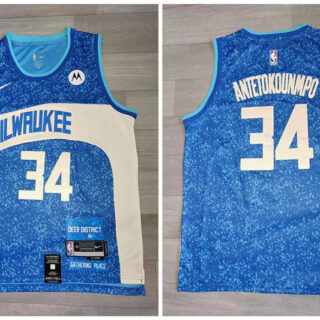 Bucks 34 Giannis Antetokounmpo Blue Nike 2023-24 City Edition Swingman Jersey
