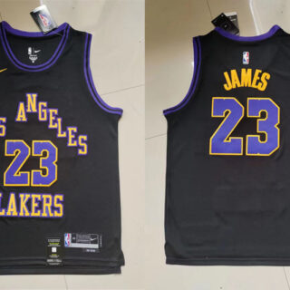Lakers 23 LeBron James Black Nike 2023-24 City Edition Swingman Jersey