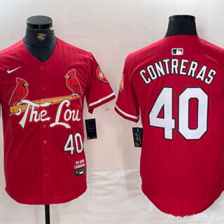 Men's St. Louis Cardinals #40 Willson Contreras Red 2024 City Connect Stitched Baseball Jersey