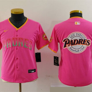 Youth San Diego Padres Team Big Logo Pink Stitched Baseball Jerseys