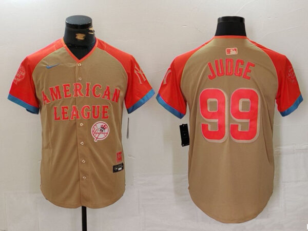 Men's American League #99 Aaron Judge Cream 2024 All-Star Elite Stitched Baseball Jerseys