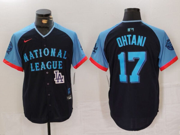 Men's National League #17 Shohei Ohtani Navy 2024 All-Star Elite Stitched Baseball Jerseys