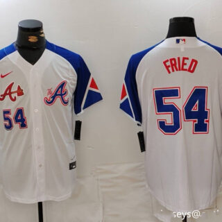 MLB Braves 54 Max Fried White City Connect Nike Cool Base Men Jerseys