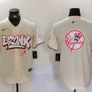 Men's New York Yankees Blank Cream The Bronx Graffiti V2 Vapor Limited Stitched Baseball Jerseys