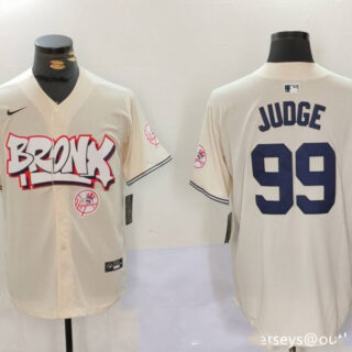 Men's New York Yankees #99 Aaron Judge Cream The Bronx Graffiti V2 Vapor Limited Stitched Baseball Jerseys
