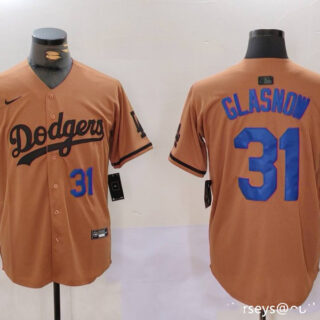 Men's Los Angeles Dodgers #31 Tyler Glasnow Brown Cool Base Stitched Baseball Jerseys