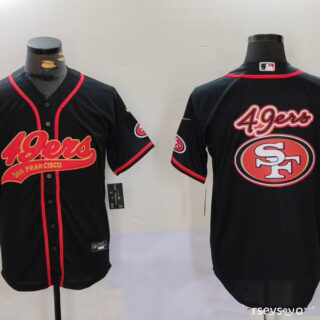 Men's San Francisco 49ers Team Big Logo Black With Patch Cool Base Stitched Baseball Jersey