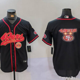 Men's San Francisco 49ers Team Big Logo Black With Patch Cool Base Stitched Baseball Jerseys