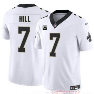 Men's New Orleans Saints #7 Taysom Hill White 2024 F.U.S.E With 1-Star C Patch Vapor Limited Stitched Football Jersey