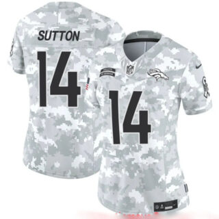 Women's Denver Broncos #14 Courtland Sutton 2024 F.U.S.E Arctic Camo Salute To Service Limited Stitched Jersey(Run Small)
