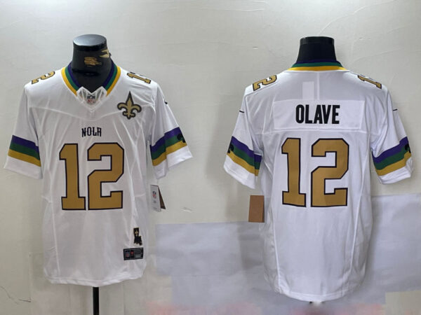 Men's New Orleans Saints #12 Chris Olave BlackWhite 1987 Legacy Cool Base Stitched Baseball Jerseys