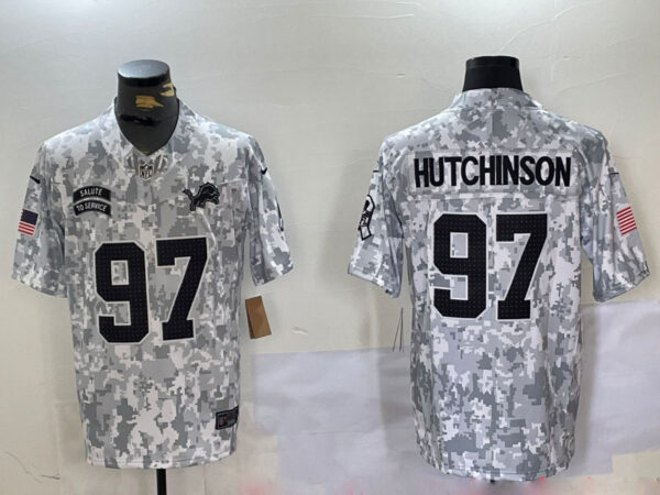 Men's Detroit Lions #97 Aidan Hutchinson 2024 F.U.S.E Arctic Camo Salute To Service Limited Stitched Football Jersey