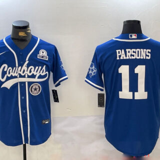 Men's Dallas Cowboys #11 Micah Parsons Royal With Patch Cool Base Stitched Baseball Jerseys