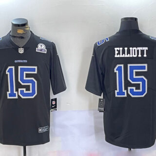 Men's Dallas Cowboys #15 Ezekiel Elliott Black Throwback Vapor Untouchable Limited Stitched Football Jerseys