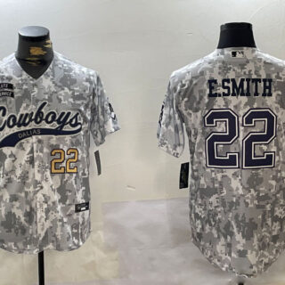 Men's Dallas Cowboys #22 Emmitt Smith 2024 Arctic Camo Salute To Service Stitched Baseball Jerseys