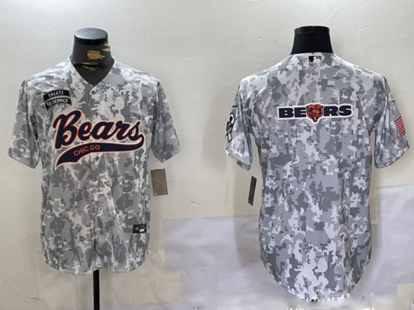 Men's Chicago Bears Camo With Patch Cool Base Stitched Baseball Jerseys