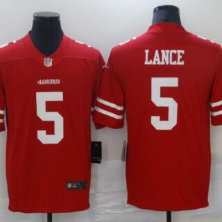 Men San Francisco 49ers #5 Trey Lance Jersey Scarlet 2021 Limited Football