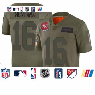 49ers #16 Joe Montana Camo Youth Stitched Football Limited 2019 Salute to Service Jersey