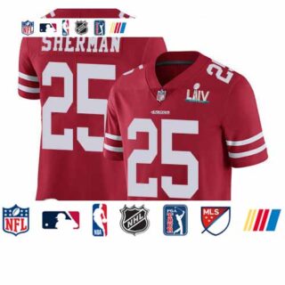 49ers #25 Richard Sherman Red Team Color Super Bowl LIV Bound Men's Stitched Football Vapor Untouchable Limited Jersey