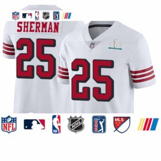 49ers #25 Richard Sherman White Rush Super Bowl LIV Bound Youth Stitched Football Vapor Untouchable Limited Jersey