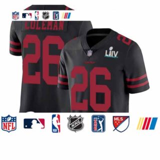 49ers #26 Tevin Coleman Black Alternate Super Bowl LIV Bound Youth Stitched Football Vapor Untouchable Limited Jersey