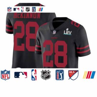 49ers #28 Jerick McKinnon Black Alternate Super Bowl LIV Bound Men's Stitched Football Vapor Untouchable Limited Jersey