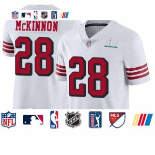 49ers #28 Jerick McKinnon White Rush Super Bowl LIV Bound Youth Stitched Football Vapor Untouchable Limited Jersey