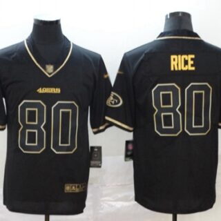 49ers #80 Jerry Rice Black Men's Stitched Football Limited Golden Edition Jersey