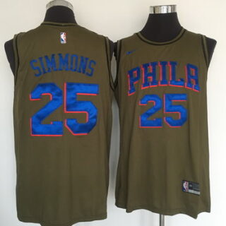 76ers 25 Ben Simmons Olive Nike Swingman Jersey