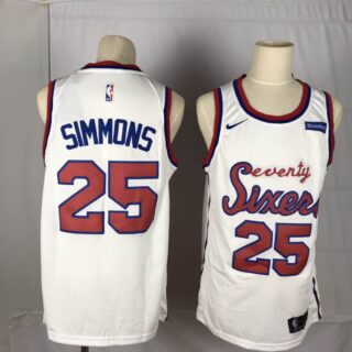 76ers 25 Ben Simmons White Nike Throwback Swingman Jersey