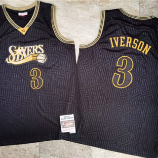 76ers 3 Allen Iverson Black 2000-01 Hardwood Classics Jersey