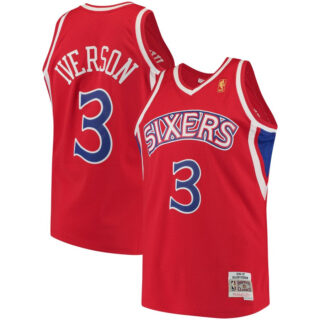 76ers 3 Allen Iverson Red 1996-97 Hardwood Classics Jersey