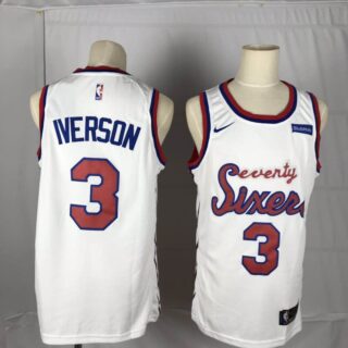 76ers 3 Allen Iverson White Nike Throwback Swingman Jersey