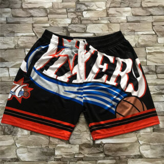 76ers Yellow Black Big Face With Pocket Swingman Shorts