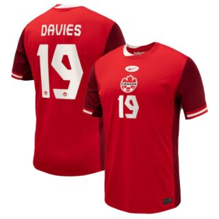 Men's Alphonso Davies #19 Red Canada Soccer 2024 Home  Jersey