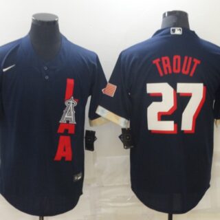 Angels 27 Mike Trout Navy Nike 2021 MLB All-Star Cool Base Jersey