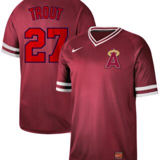 Angels of Anaheim #27 Mike Trout Red Authentic Cooperstown Collection Stitched Baseball Jersey