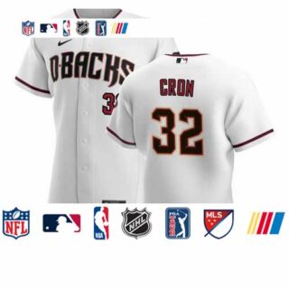 Arizona Diamondbacks #32 Kevin Cron Men's Nike White Crimson Authentic Home Team MLB Jersey
