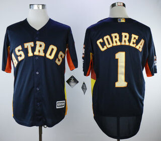 Astros 1 Carlos Correa Navy 2018 Gold Program Cool Base Jersey