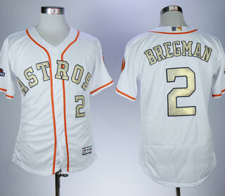 Astros 2 Alex Bregman White 2018 Gold Program Flexbase Jersey
